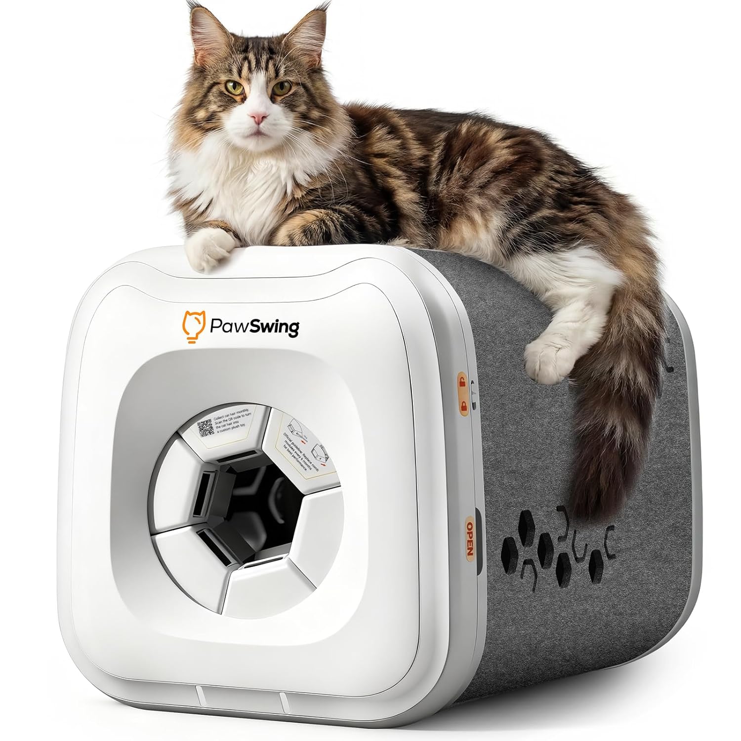 Cat Self Groomer Plus for Hairball Control and Shedding Relief 360° Skin Friendly Brush Pet Hair Remover Gentle Self Cleaning Automatic Fur Collection Grooming House for Middle Large Cats