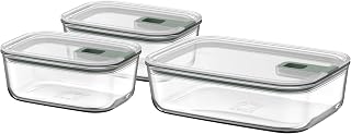 Mepal - Glasbehälter mit deckel Set EasyClip - Schüssel mit Deckel und Schiebeverschluss - Meal prep boxen - Geeignet für Mikrowelle, Dampfgarer und Ofen - Luftdicht - 2x 700 + 1500 ml - Nordic sage