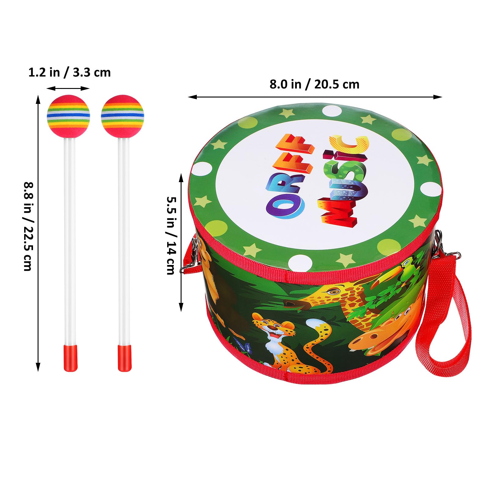 Tamburo per 8 Pollici con Bacchette Set di Strumenti Musicali Percussioni Educativo Giocattolo Musicale per Sviluppo Ritmo e Concentrazione Regalo Piccoli