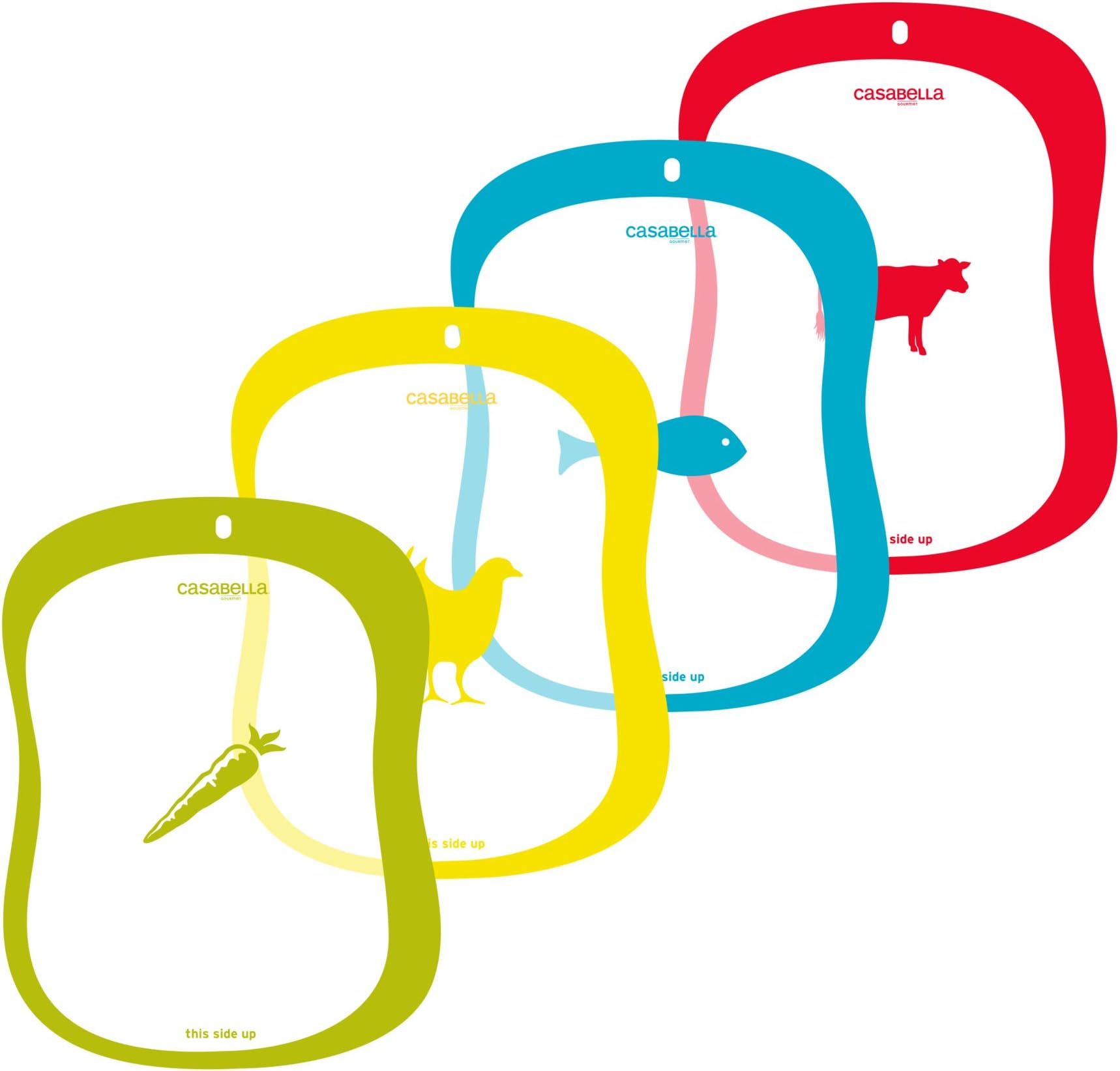 Casabella, Multicolor, Cutting Board with Silicone Backing, Set of 4, One Size