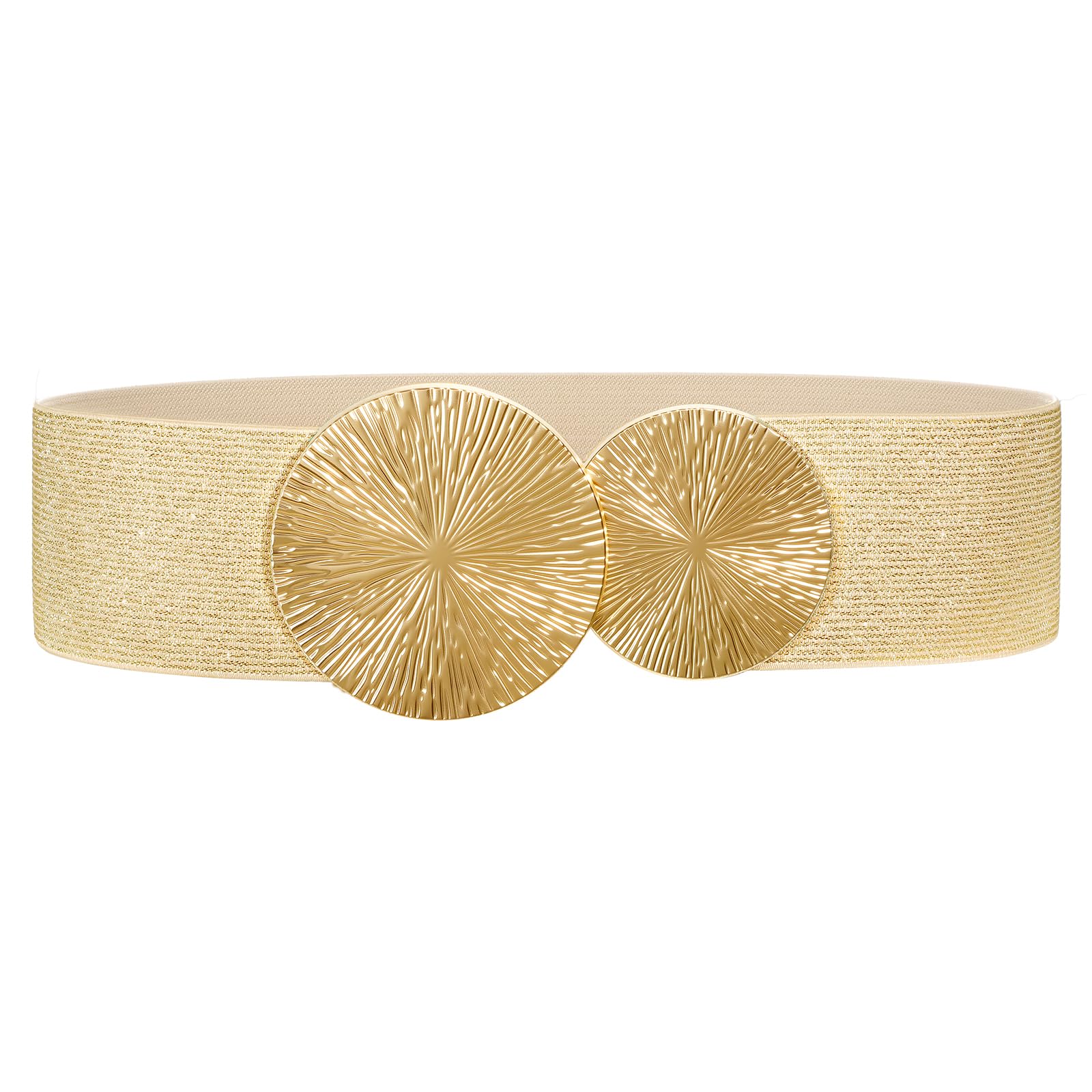 Women Wide Elastic Belts for Dresses Fashion Stretchy Waist Belts Ladies Cinch Belts with Gold Silver Buckle