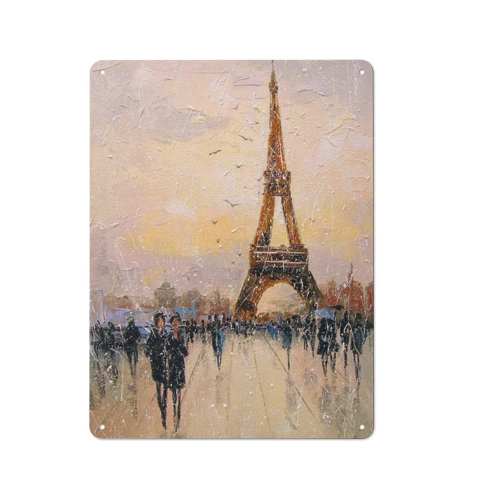 Junmoney In Paris Vintage Tin Sign 40X30cm With For Garage Wall, Suited To People Furnishing A Garage