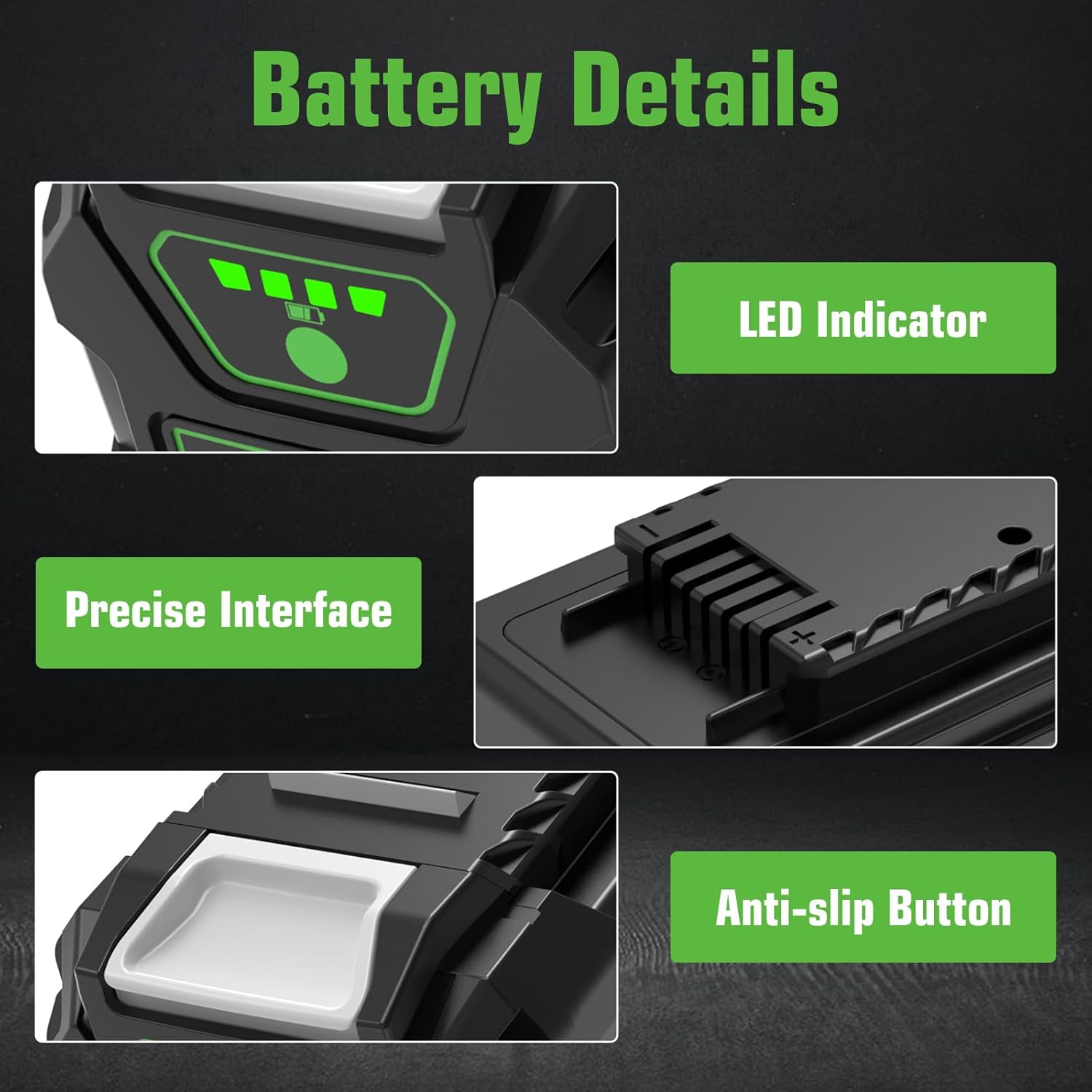 1Pack 6000mAh Lithium ion Replacement for Greenworks 40V Battery 6.0Ah Compatible with Greenworks 40Volt GMAX Battery 29462 29472 29252 20202 22262 25322 Cordless Power Tools(Black)