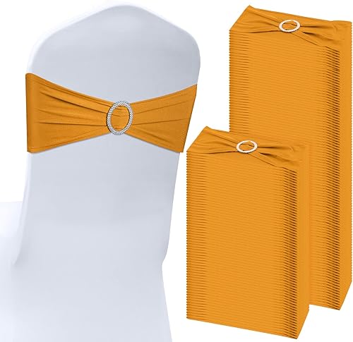Shimeyao 200 bandas elásticas de elastano para sillas de boda, lazos con hebilla deslizante, bandas elásticas para sillas de boda, para banquetes y