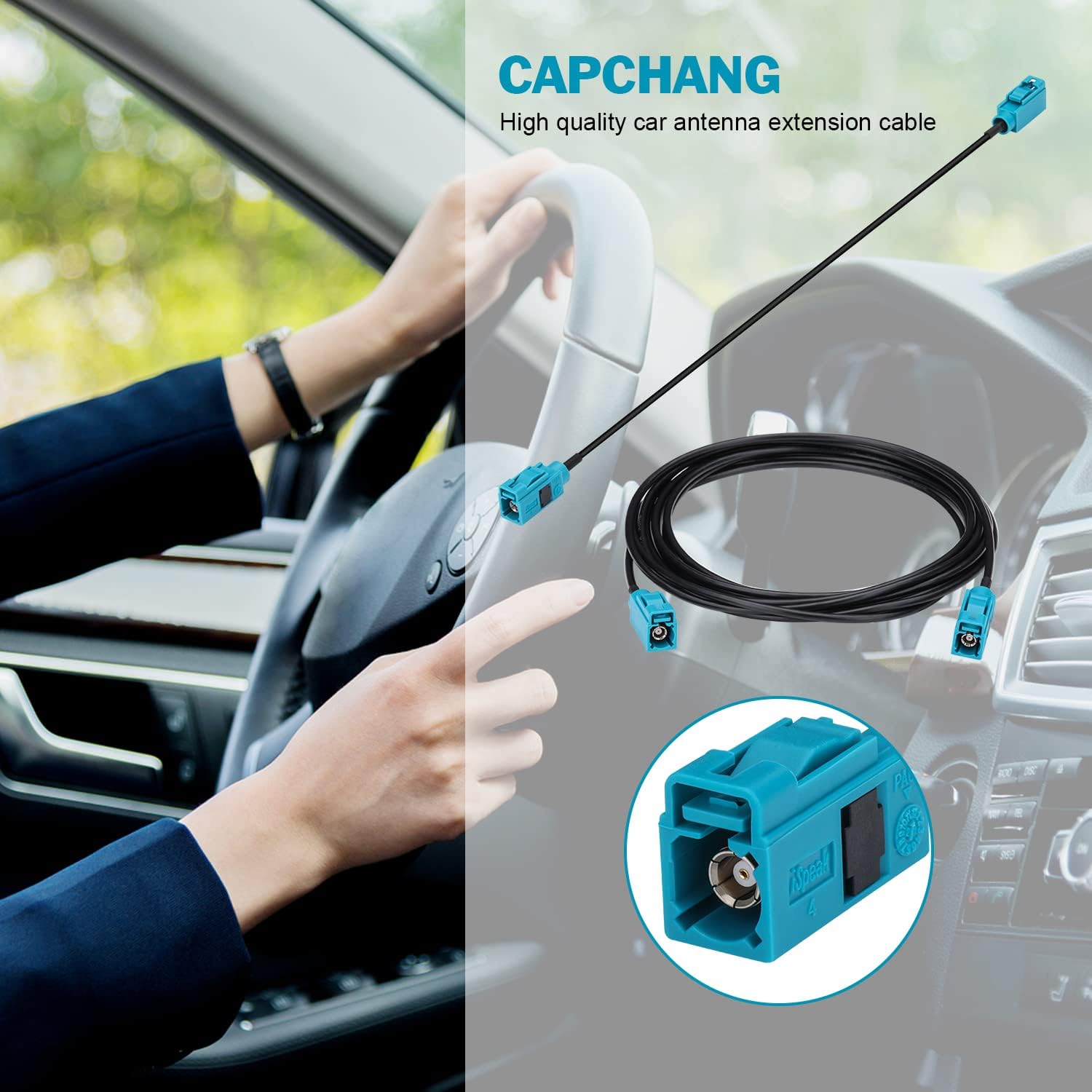 capchang 10ft car antenna extension cable fakra z type female to fakra z type female for android host stereo surroundgps navigationfmam radio4gl