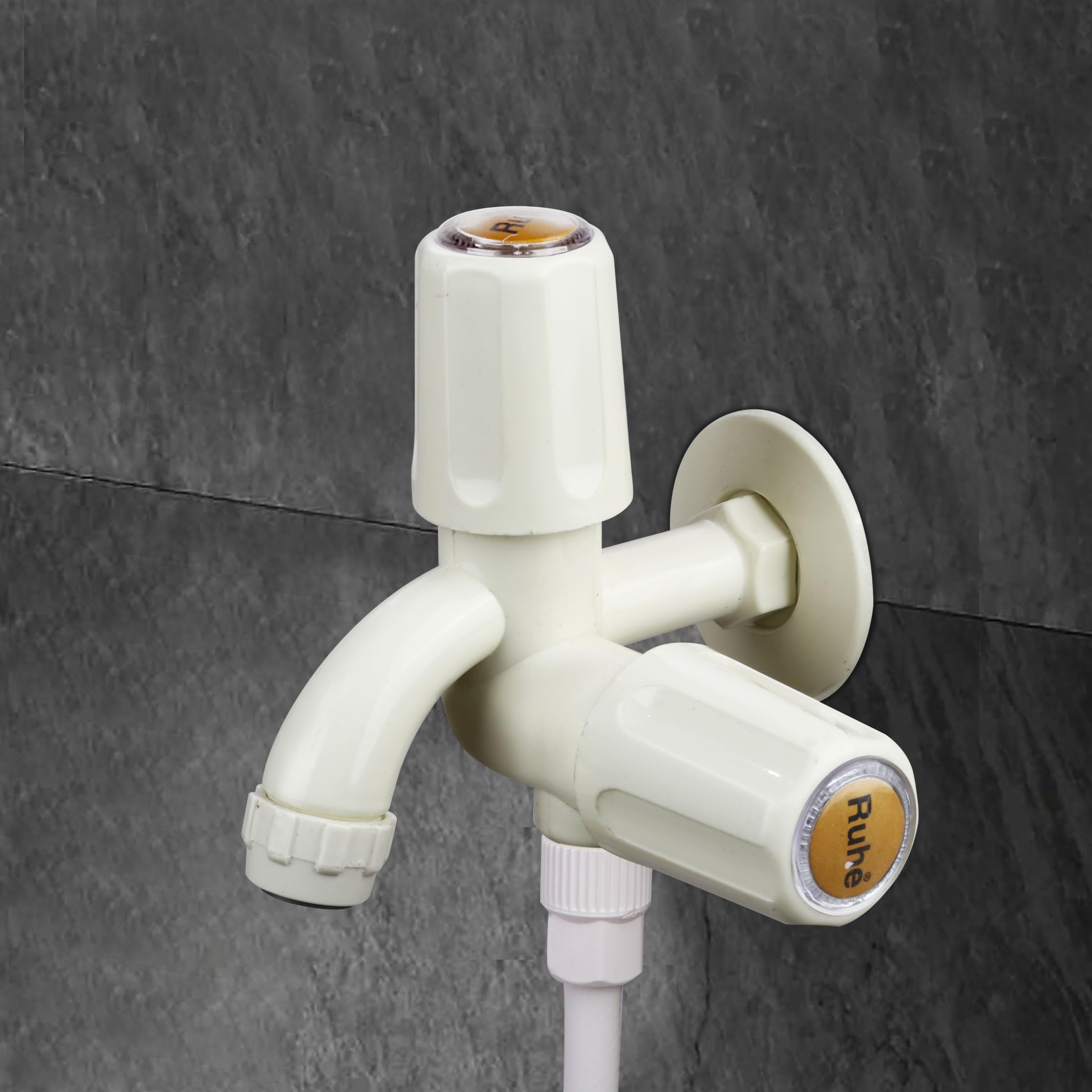 Ruhe® PTMT 2 in 1 BIB Cock with Faucet/Tap | Plastic Metro Collection 2 in 1 BIB Cock with Wall Flange Tap/Faucet (Ivory Colour) | (Pack of 4) (B08MXZ89Z4) Amazon Price History, Amazon Price Tracker