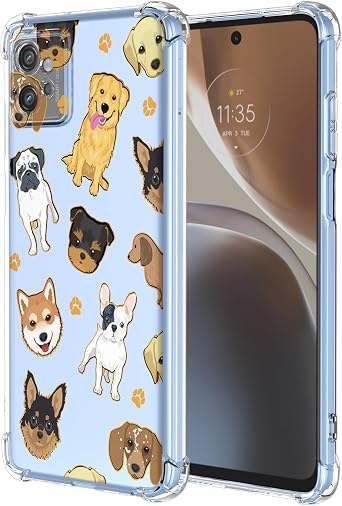 Floral Case for Moto G32 Case, Motorola G32 XT2235 Case Clear TPU Animal Puppy Slim Cute Cover Transparent Soft Bumper Protective Case for Motorola Moto G32 Dog