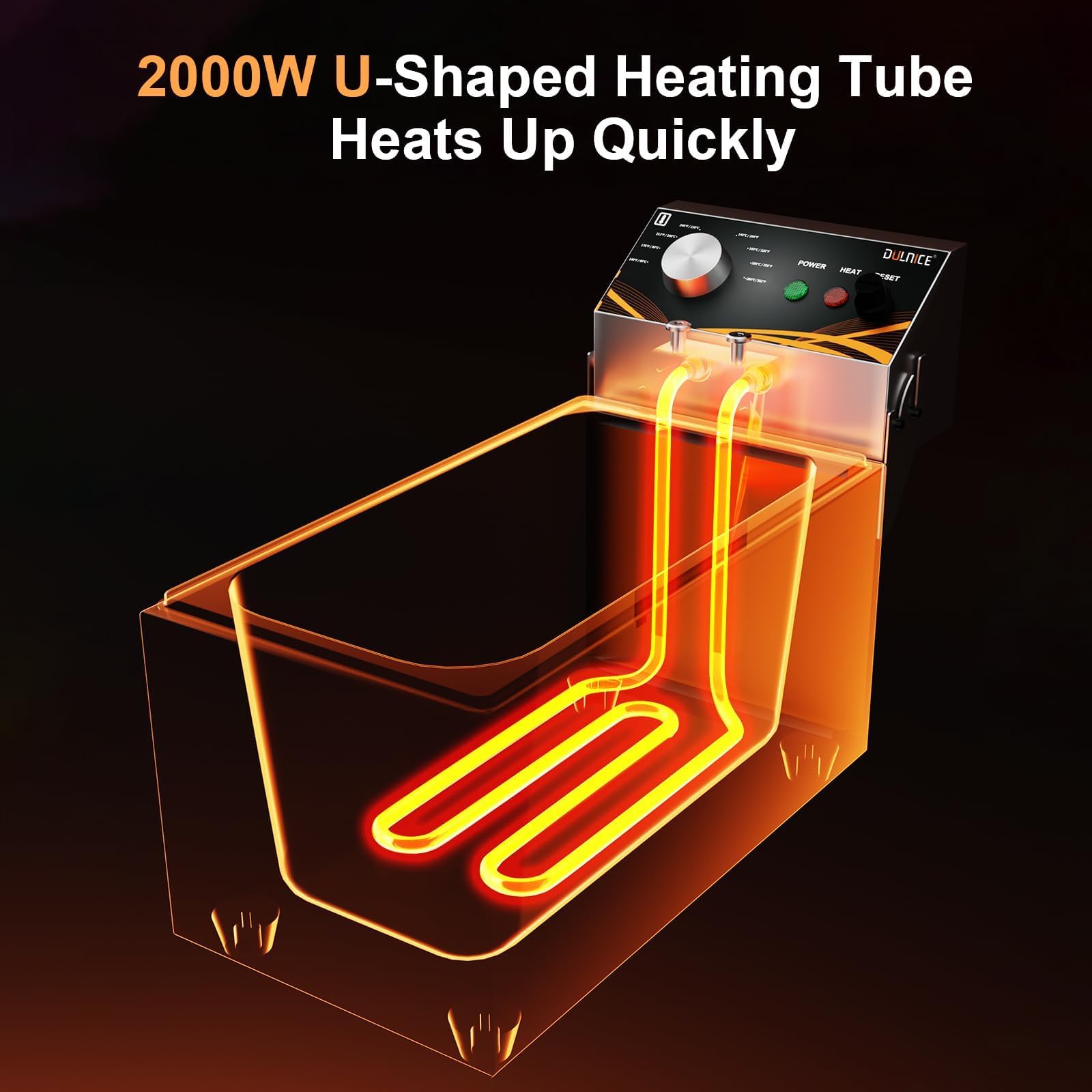 3.5L Gastro Friteuse,Professionelle Elektrische Fritteuse Temperaturregelung 60–200 °C Schnelle Aufheizung Für Pommes Frites 2000W