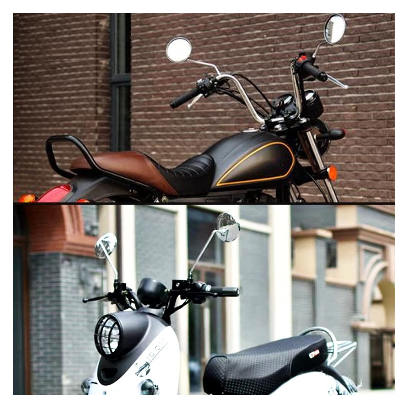 Motocykl Lusterko Wsteczne Elektryczne Lusterka Rowerowe Motorower Lusterko Boczne Okrągłe 8mm 10mmm 10mm Akcesoria (Kolor : Silver)