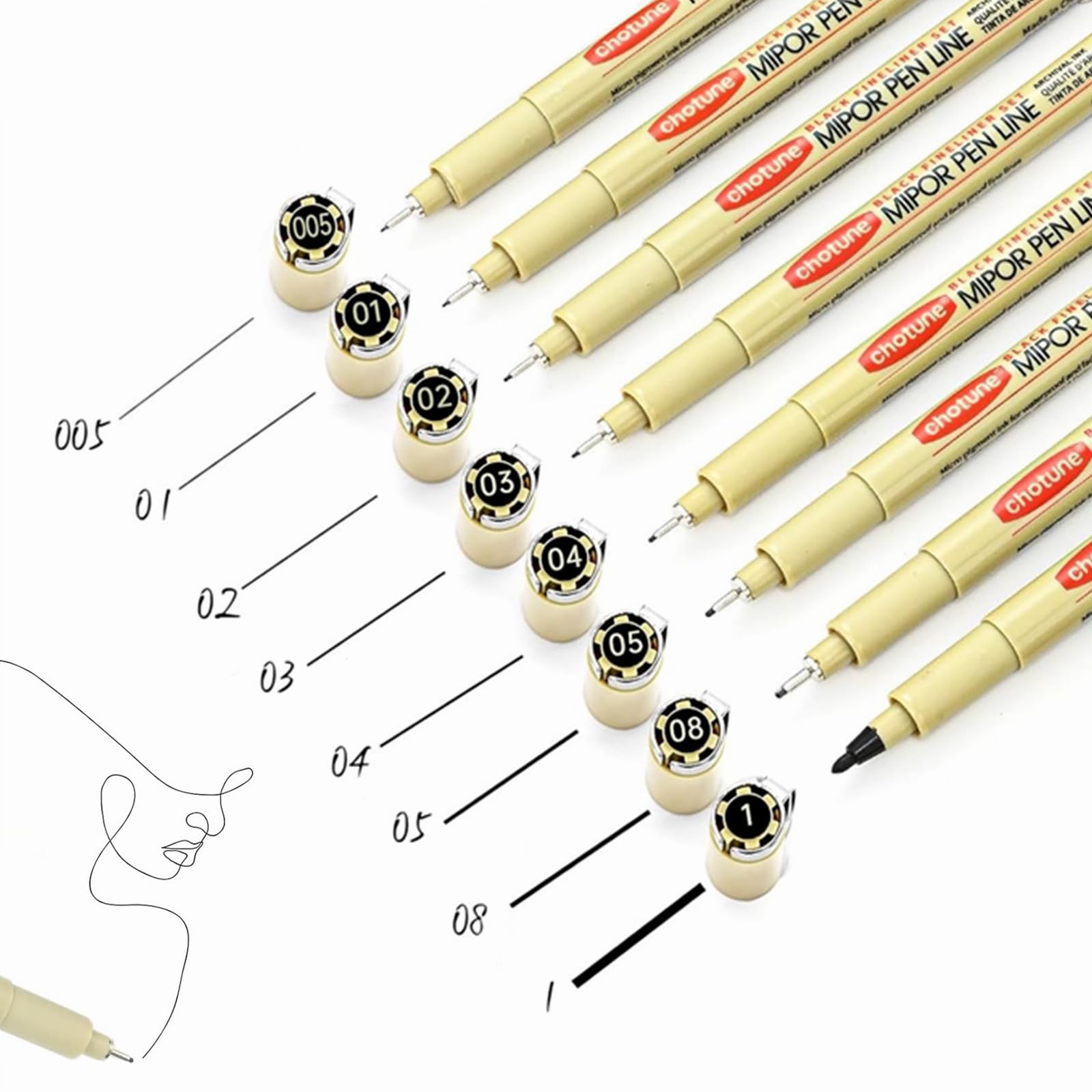 Micro Fineliner Set – Archival Black Ink pen for Writing & Drawing, Assorted Point Sizes, Holiday Gifts for Artists & Crafters – 8-Pack