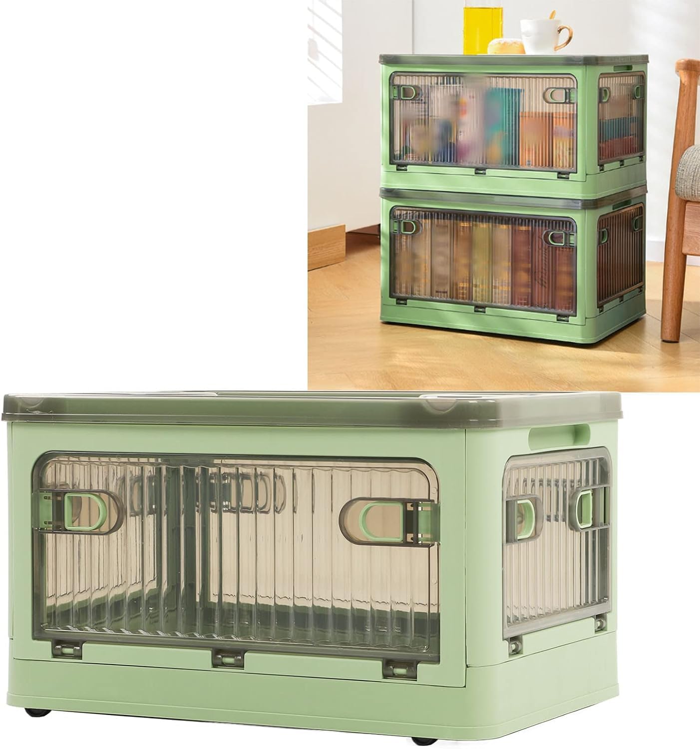 Arcanine Plastic Shelves Organizer, Folding Storage Box, Collapsible Totes Storage Bins, Stackable Under Bed Storage Container AR-01