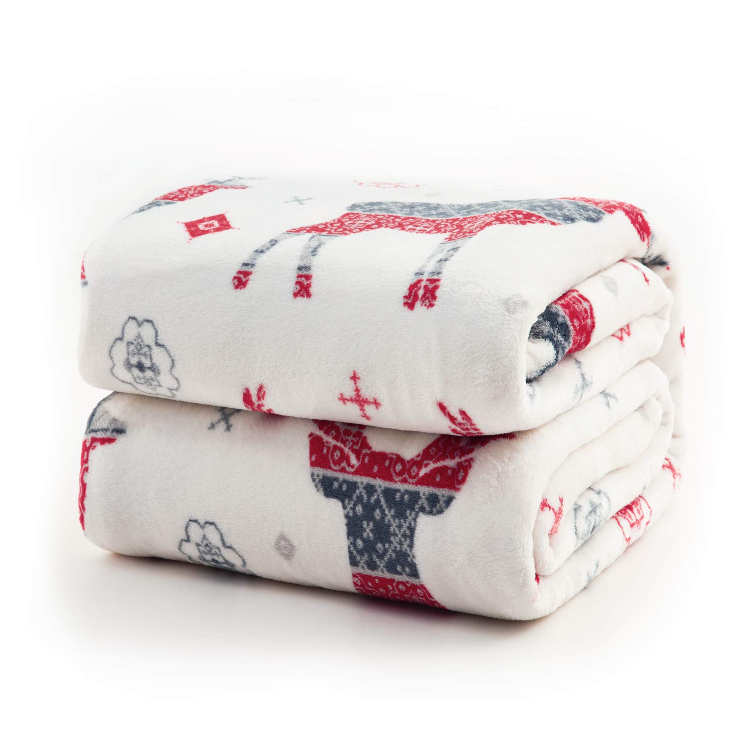 Bedsure Flannel Fleece Blanket Reindeer Patterrn Fluffy Throw For