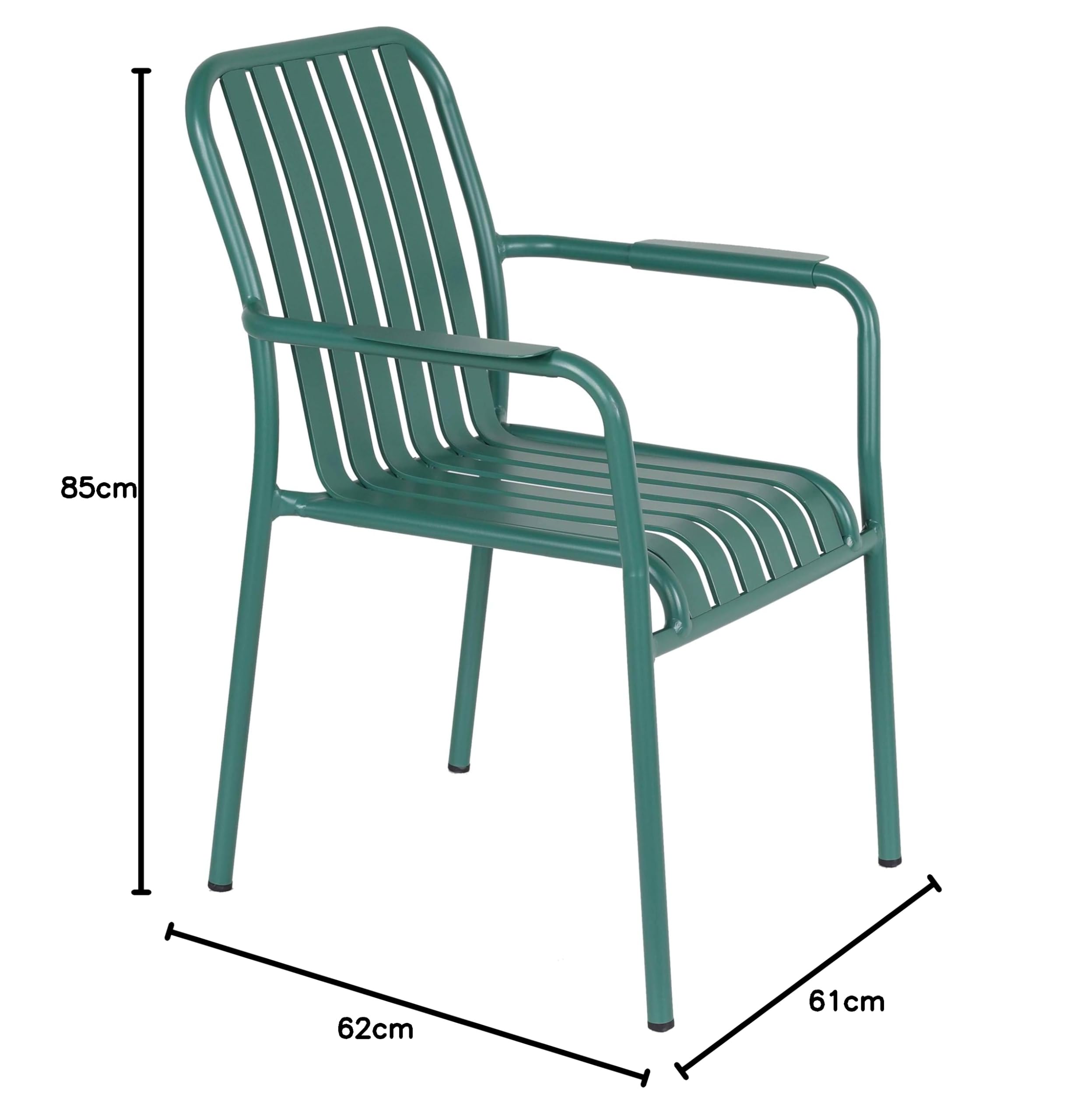 Oviala Chaise de terrasse avec accoudoirs en Aluminium Vert foncé