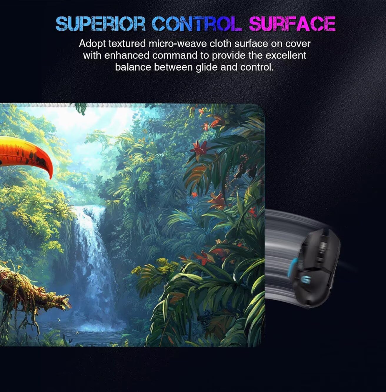 Tappetino Mouse pad XXL 1500x800x3mm, Multifunzione Esteso Tappetino Mouse Gaming, Mousepad Impermeabile Durevole Facile Pulire,Tracciamento Ad Alta Precisione,Uccello Di Bocca Gigante Foresta 1J0-783