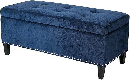 Miniatura 9 de Joveco Banco de almacenamiento, reposapiés otomano, banco de entrada otomano de almacenamiento copetudo con remache, reposapiés para sala de estar y