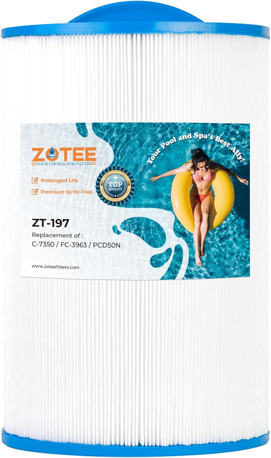 ZOTEE Hot Tub Spa Filter Compatible with Unicel C-7350, Caldera 50, Filbur FC-3963, PCD50N, 1019401, 73532, 1 Pack