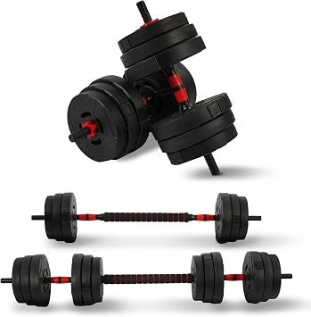 Fitvids Multi-Functional Changeable Dumbbell and Barbell Kettlebell Set with Adjustable Weights, 60LBS, 2 in 1