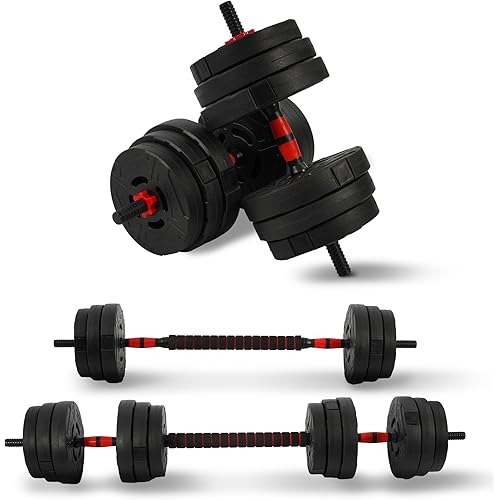 Fitvids Multi-Functional Portable Changeable Dumbbell and Barbell Kettlebell Set with Adjustable Weights, 40LBS or 60LBS Sets, 2-in-1 or 4-in1, Multiple Sizes
