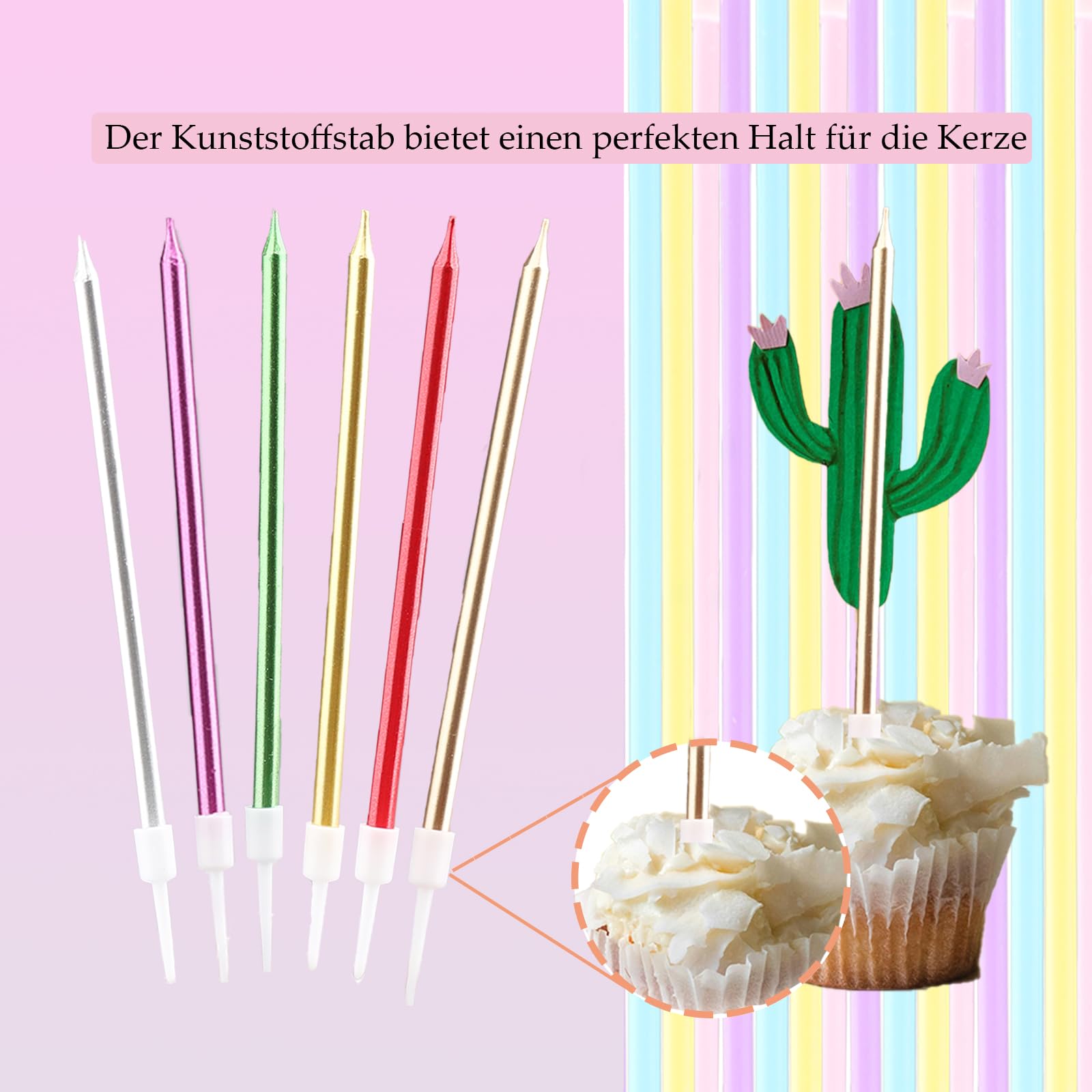 12 Bougies Chiffres Bolosa - Dégradé Rose - Avec Supports - Pour Gâteaux D'anniversaire Et Fêtes