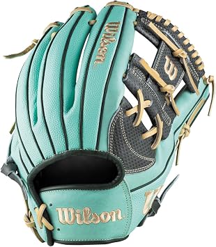 Wilson WBG0012401RT1175 Baseball Glove Soft General AWannabe Hero DUAL Infielder 87 Right Throw, C Gray SC/Seafoam SS