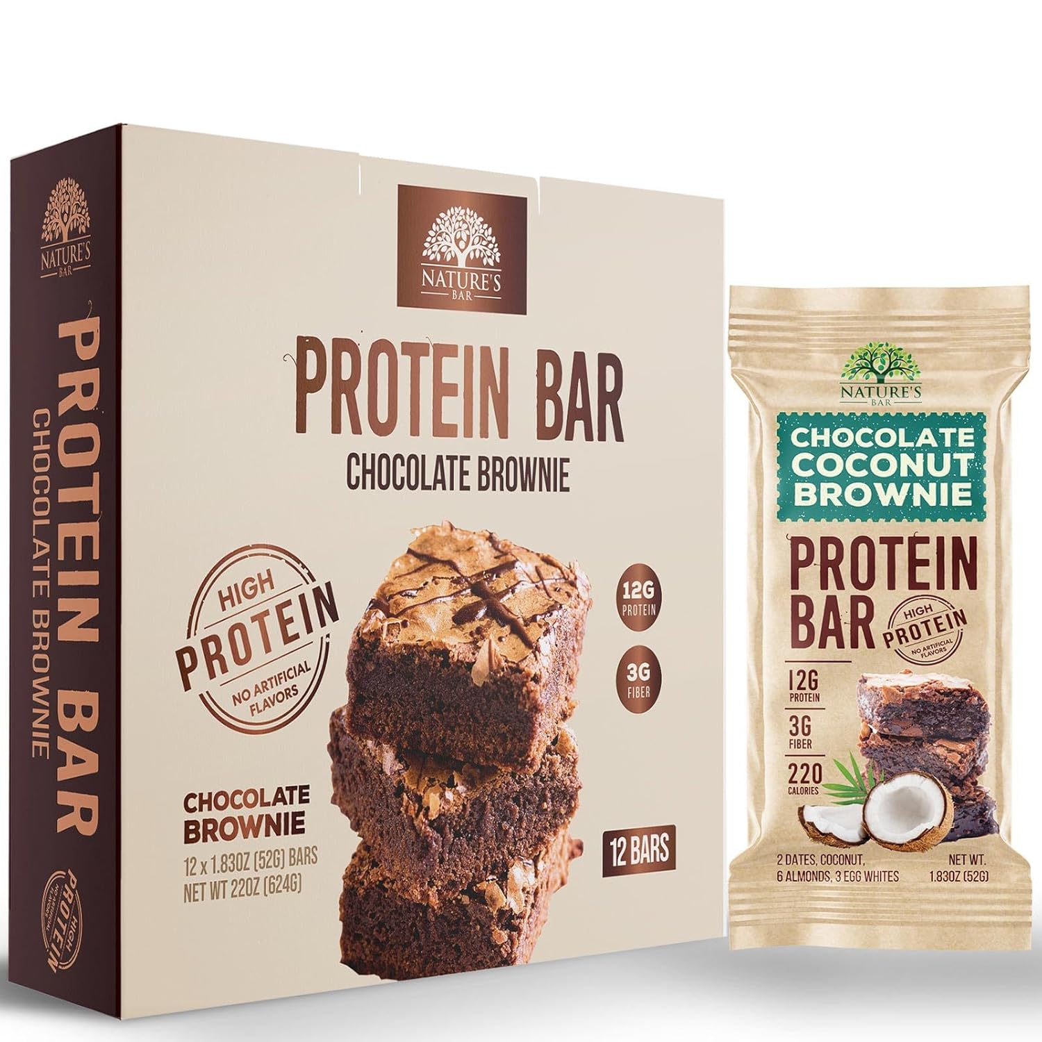 Chocolate Brownie Protein Bars, High Protein, Low Sugar