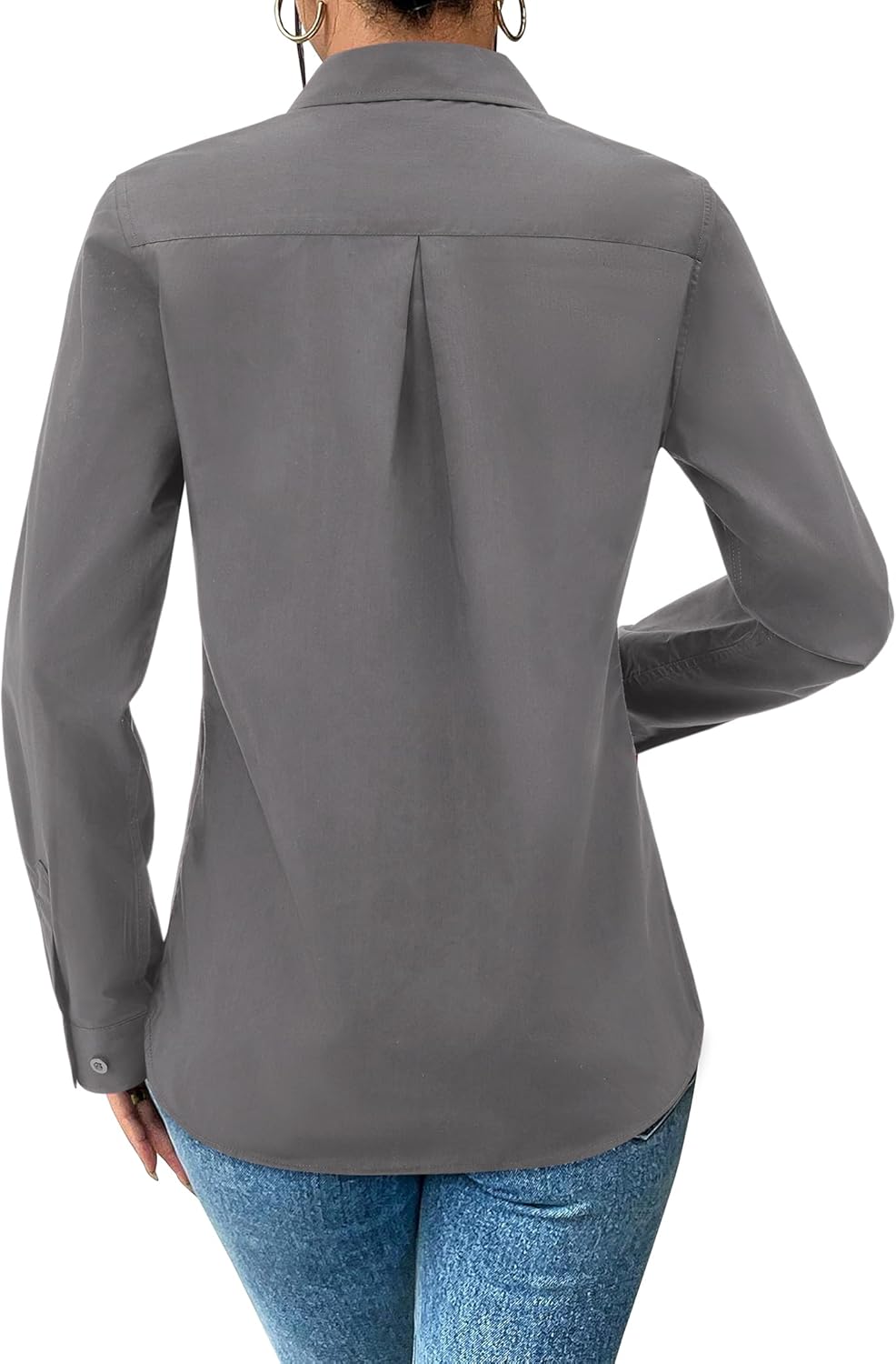 siliteelon Button Down Shirts for Women Dress Shirt Cotton Long Sleeve Collared Shirt Business Work Office Blouse Top - Image 2