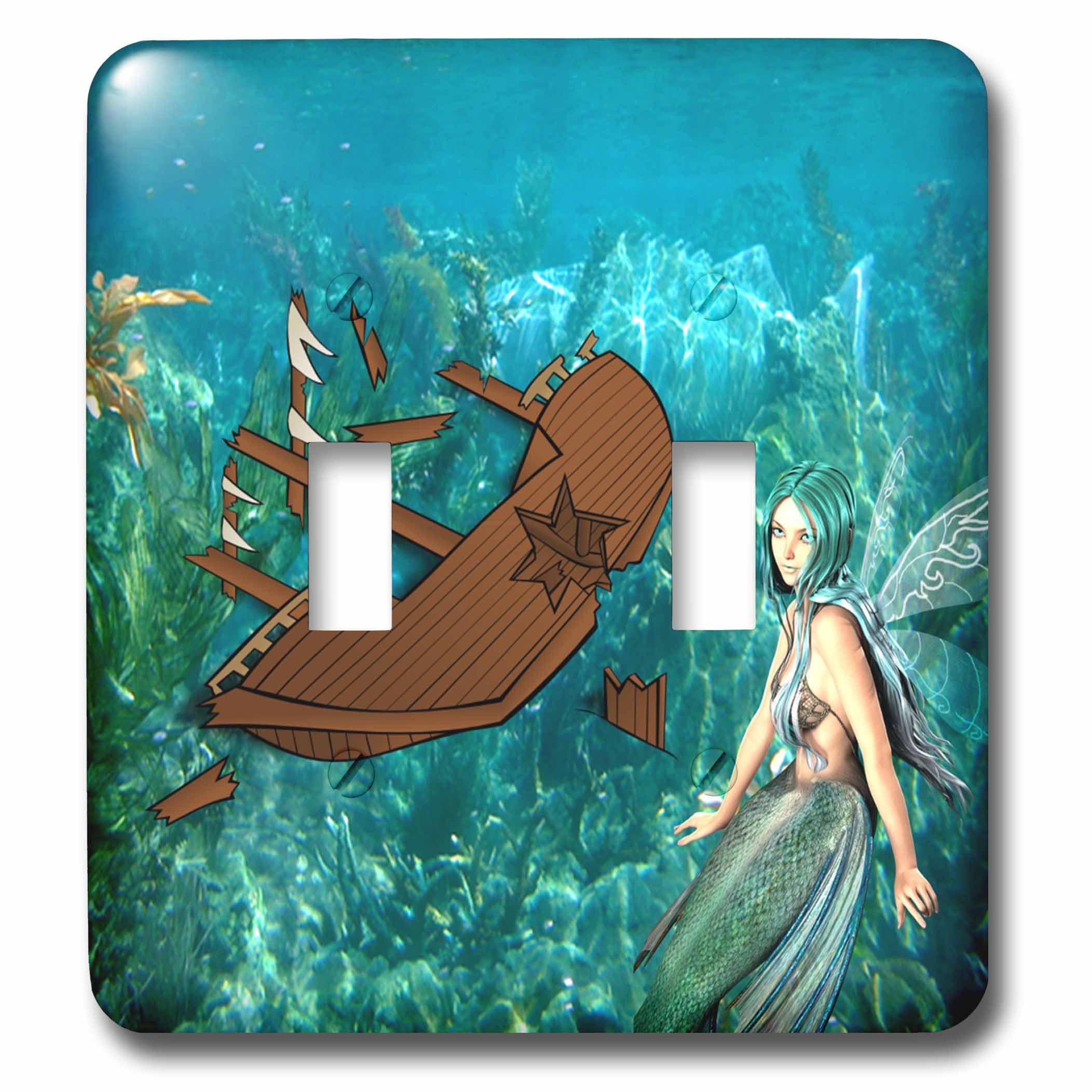 Interruptor doble de palanca con sirena marina multicolor para renovar placas de luz