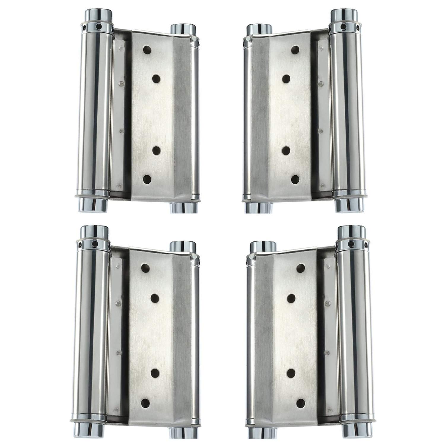 Two Pairs 5'' Cafe Saloon Door Hinges Double Action Spring Hinge Stainless Steel Self-Closing 140mm (5 Inch)