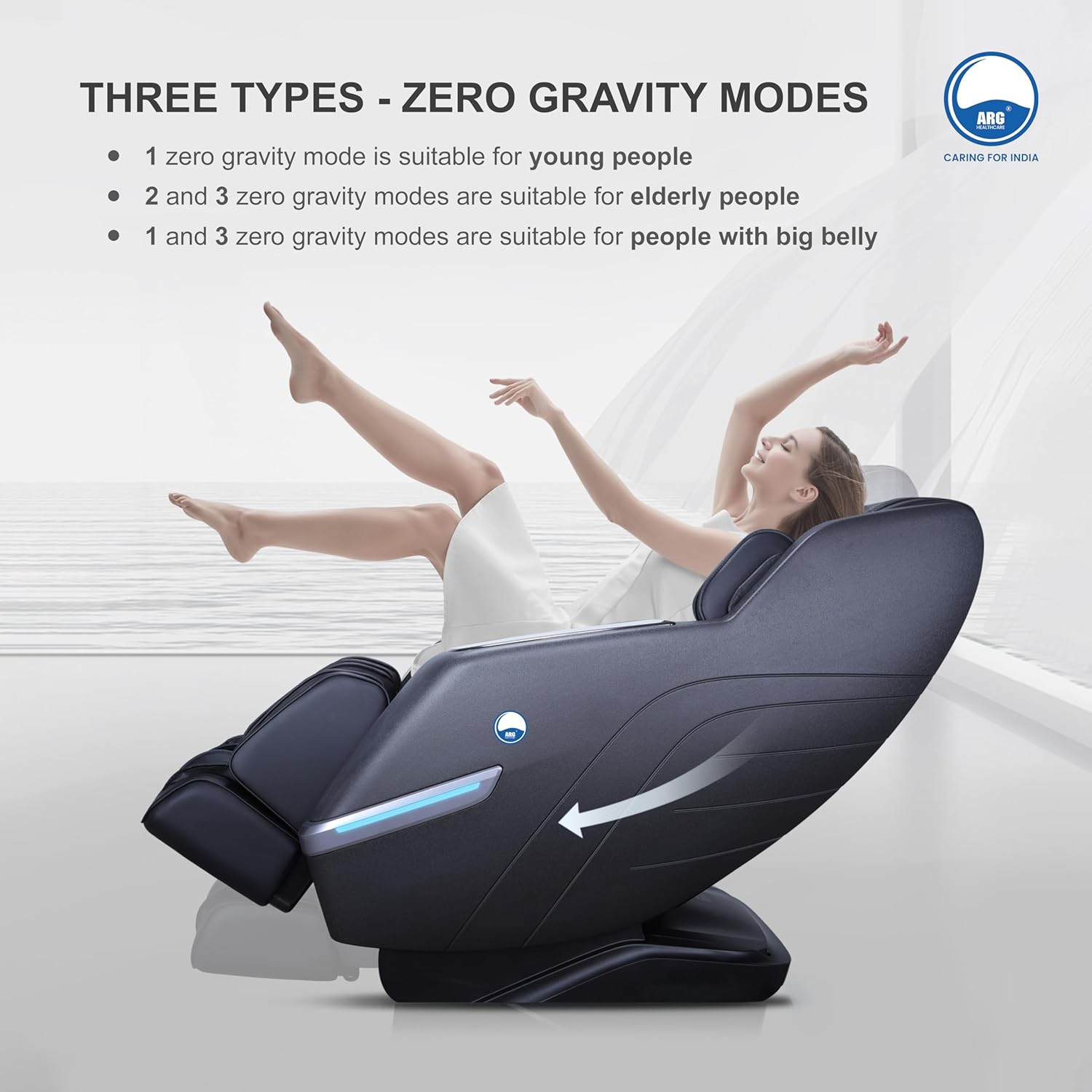 ARG Healthcare Full Body 3D Massage Chair 32 Airbags, Zero Gravity, Kneading, Shiatsu, Knocking & Taping Massage, Roller, Heating & Air Compression Therapy SL Track Chair for Full Body Relaxation ARG Healthcare Full Body 3D Massage Chair 32 Airbags, Zero Gravity, Kneading, Shiatsu, Knocking & Taping Massage, Roller, Heating & Air Compression Therapy SL Track Chair for Full Body Relaxation