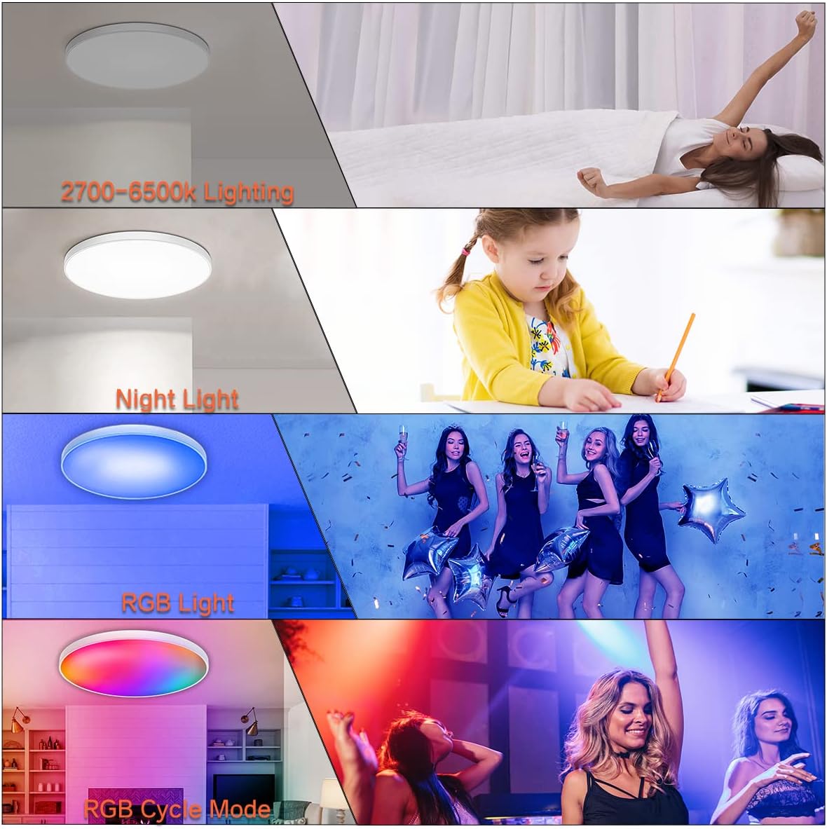 Mostop Smart LED Ceiling Light, 30W 2200LM RGB Ceiling Light with