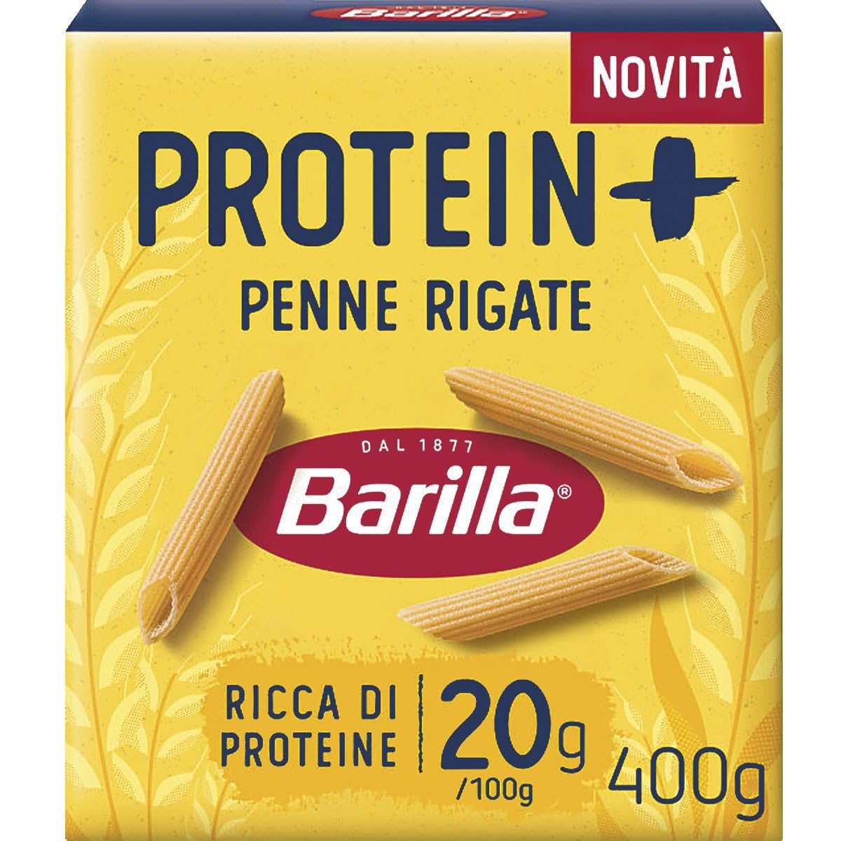 Barilla Pasta Penne Protein+, Pasta Proteica di Semola di Grano Duro con Proteine di Piselli, 400 g