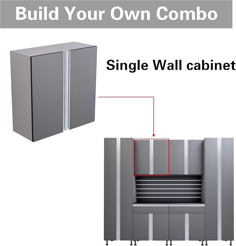 Premium Garage Modular Storage Wall Cabinet, Soft-Close Door, Integrated Handles, Heavy Duty Plywood Box Construction, Tool and Equipment Organizer (30" W x 30" H) 30"W x 30"H