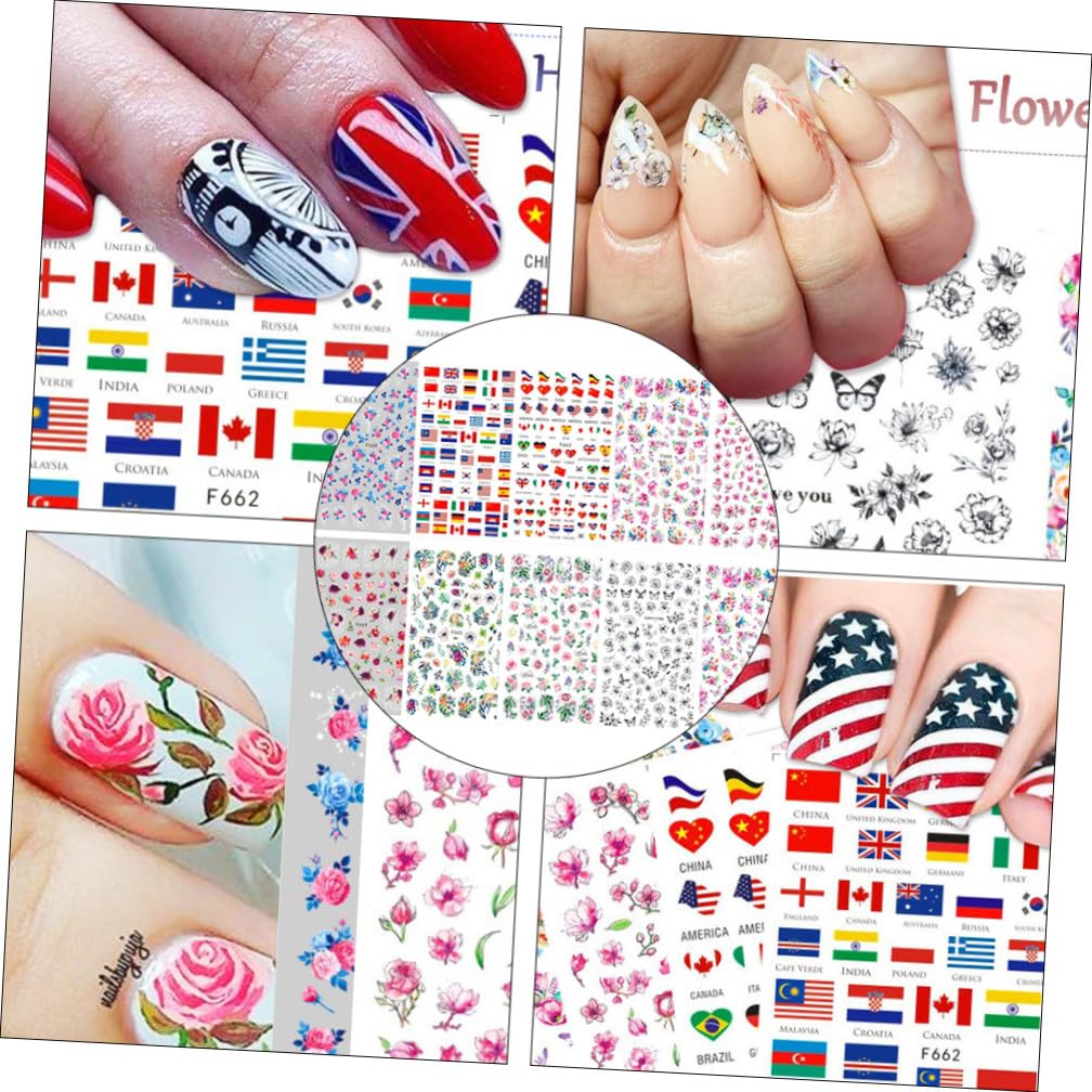 3 Set Adesivi Per Unghie Decorativi Stile Fresco E Classico Facile Applicazione Per Manicure Art Adatti Per Unghie Naturali E Artificiali 10 Pezzi * 3