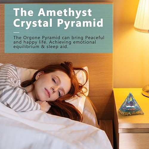 Miniatura 4 de Pirámide de orgonita para chakras de energía positiva  Cristal curativo y piedra pirámide de orgón, esfera de amatista, regalos para yoga,
