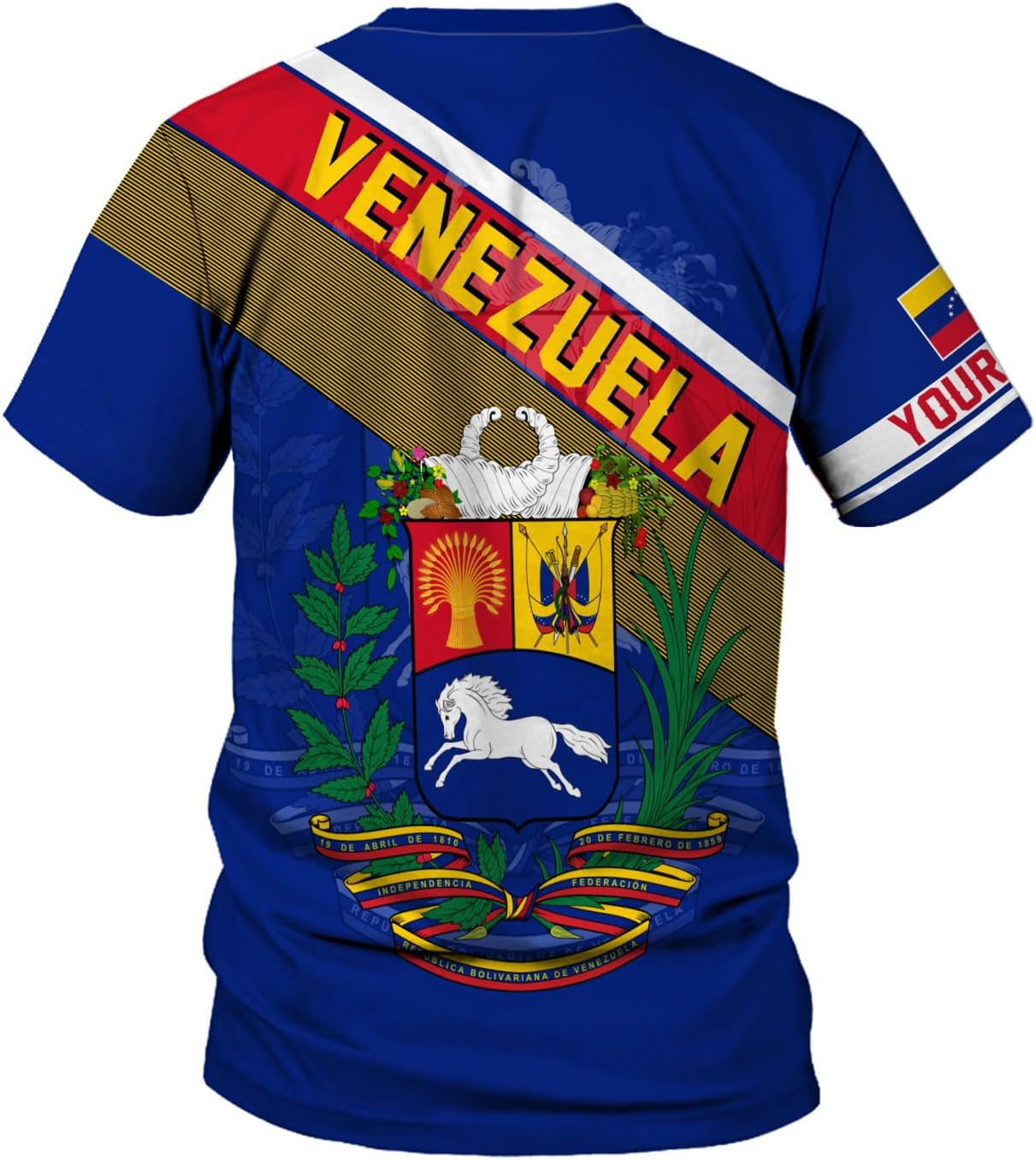 Personalized Venezuela 3D Shirts, Custom Venezuelan Flag Shirt,Venezuela Camisa, Coat of Arms Venezuela Shirt for Men Women