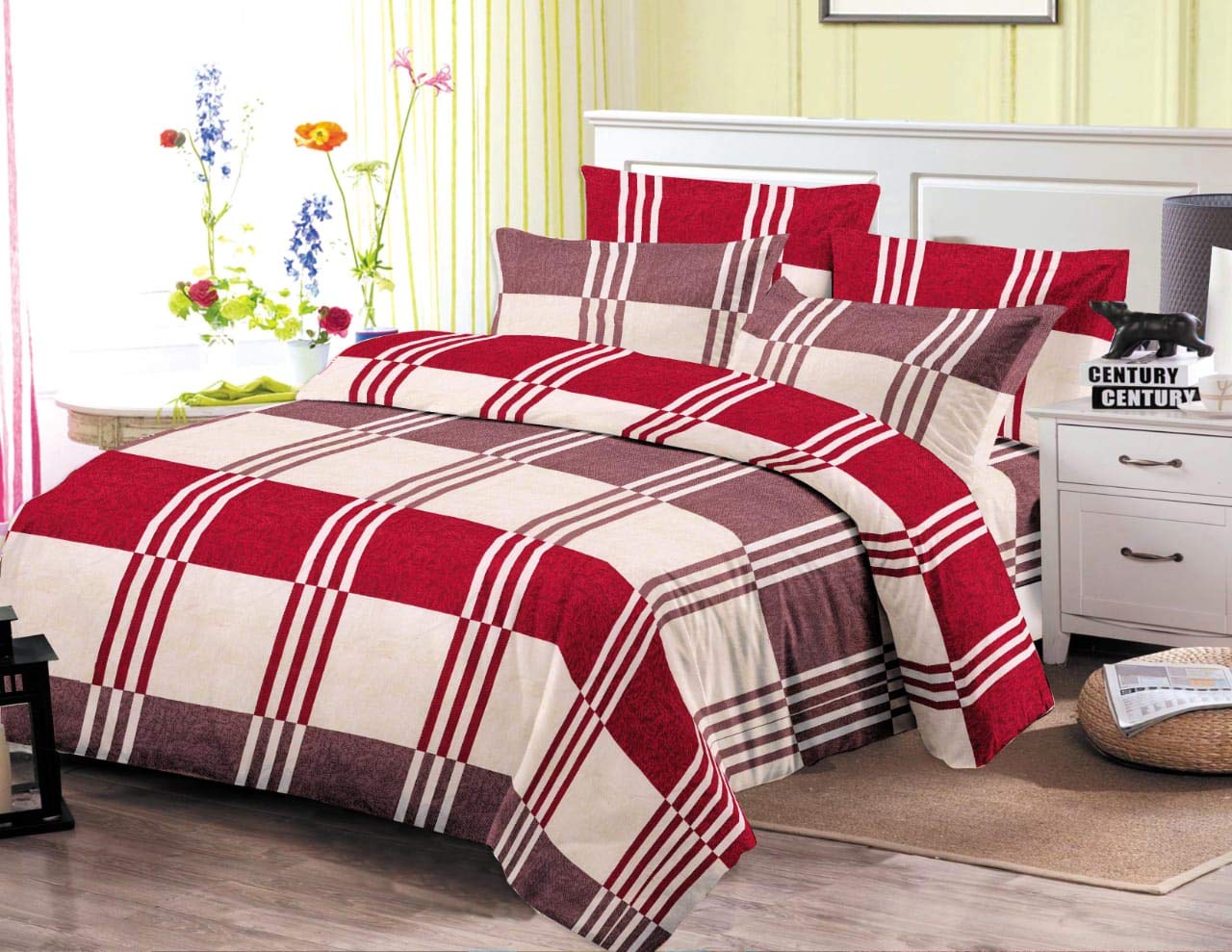 Dream Idea Prime Collection Glace Cotton Double Bedsheets with 2 Pillow