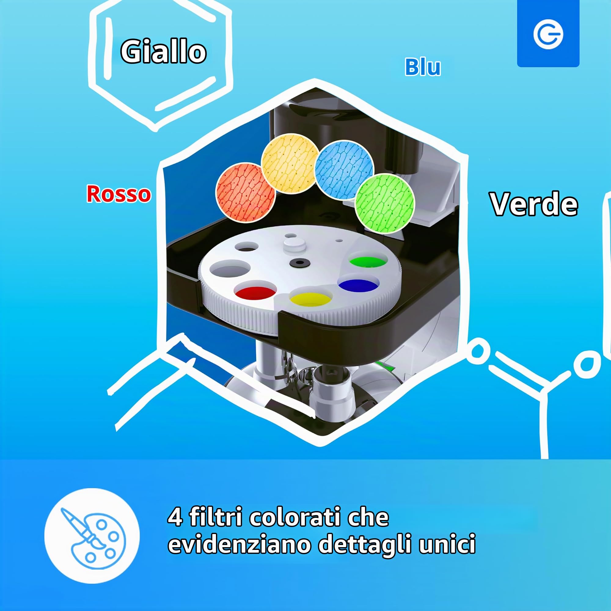 Silvergear® Microscopio Bambino | Imposta Debuttanti | Gioco Educativo | Grossissement di 200x, 600x e 1200x | LED | Microscopio Professionale per Biologia | Inclus 29 Accessori | 14x8x22 cm | Bianco