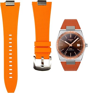 Waffle Tissot PRX FKM Rubber Watch Band for - Compatible with Tissot PRX 80 Automatic 40mm - Quick-Release with Metal Adaptor - 12mm - Watch Bands for Men & Women