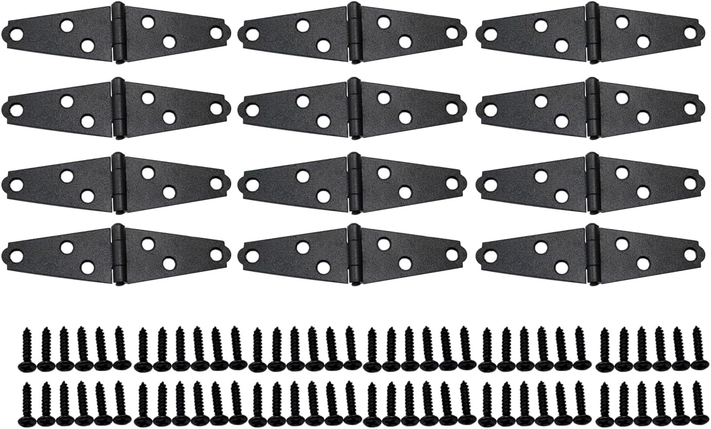 QCAA Light Strap Hinge, Steel, 2-Layered Powder Coated, 4", Elegant Frosted Matte Black, 12 Pack, Made in Taiwan