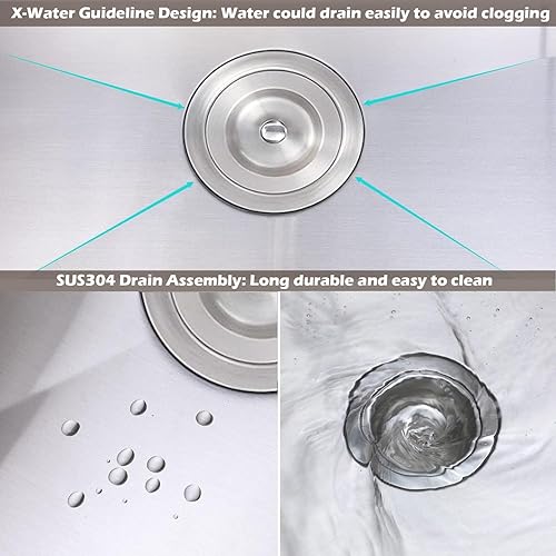 Miniatura 62 de SHACO Fregadero de cocina negro de 21 pulgadas, 21 x 20 pulgadas, montaje superior negro plomizo de acero inoxidable calibre 16, estación de trabajo