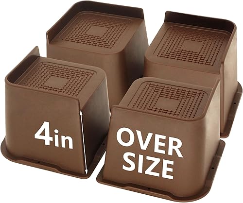 Vista 50 de Paquete de 4 elevadores de cama de 1 pulgada, elevadores de muebles de 2 pulgadas, negros, elevadores de cama resistentes para mesa, sofá, silla