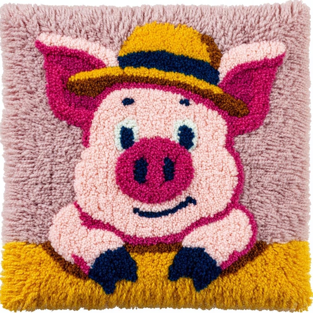 AxiangziK Latch Hook Cushion Kits for Beginners,Animal Pig