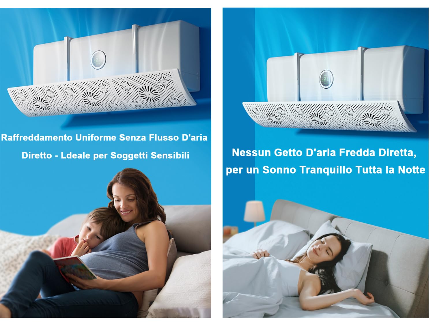 Deflettore Condizionatore Universale - Diffusore Aria per Condizionatori Portatili, Fino a 15 kg, 2 Modalità Flusso (Estivo/Invernale), Installazione Senza Danni, Design Anti-Condensa