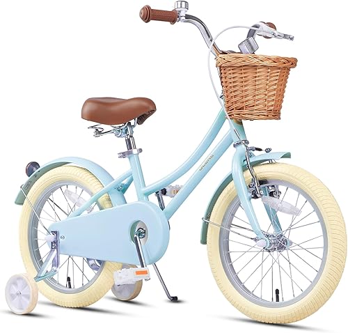 Miniatura 15 de Glerc Little Molly - Bicicleta de crucero retro para niños de 2 a 13 años de edad con cesta de mimbre y ruedas de entrenamiento/soporte, varios