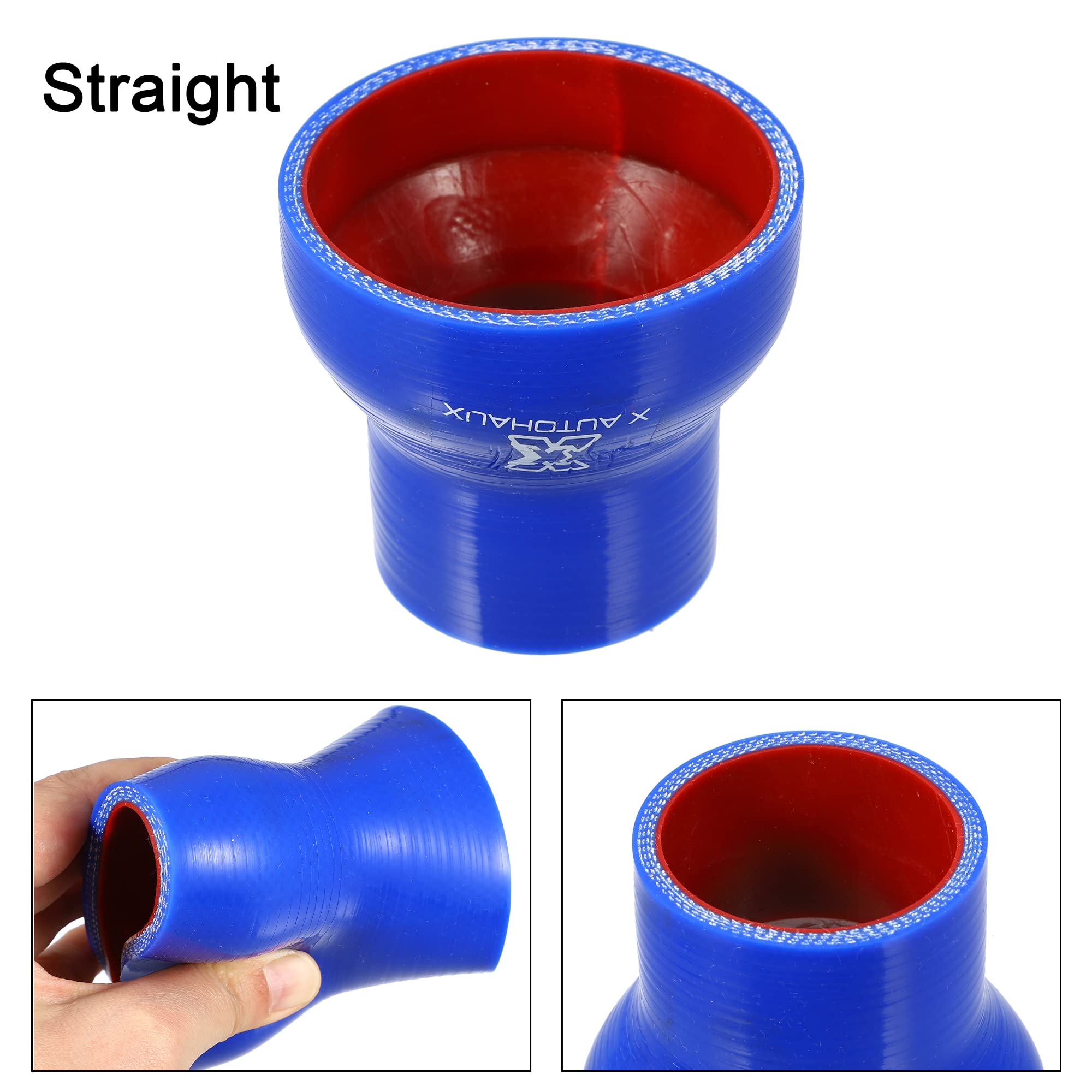 X AUTOHAUX Straight Silicone Reducer Hose Coupler - 51mm To 70mm ID, 3.03" Length, Blue, For Intercooler/Intake Piping