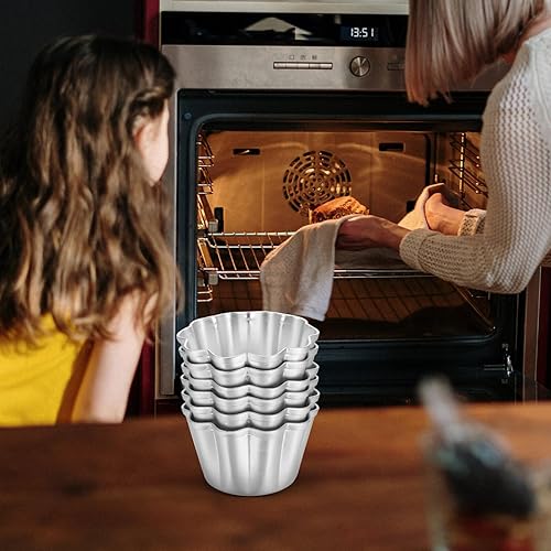 Miniatura 8 de 6 moldes de aluminio para tarta de huevo, latas de tarta pequeñas, moldes para cupcakes, moldes para pudín para hornear en casa