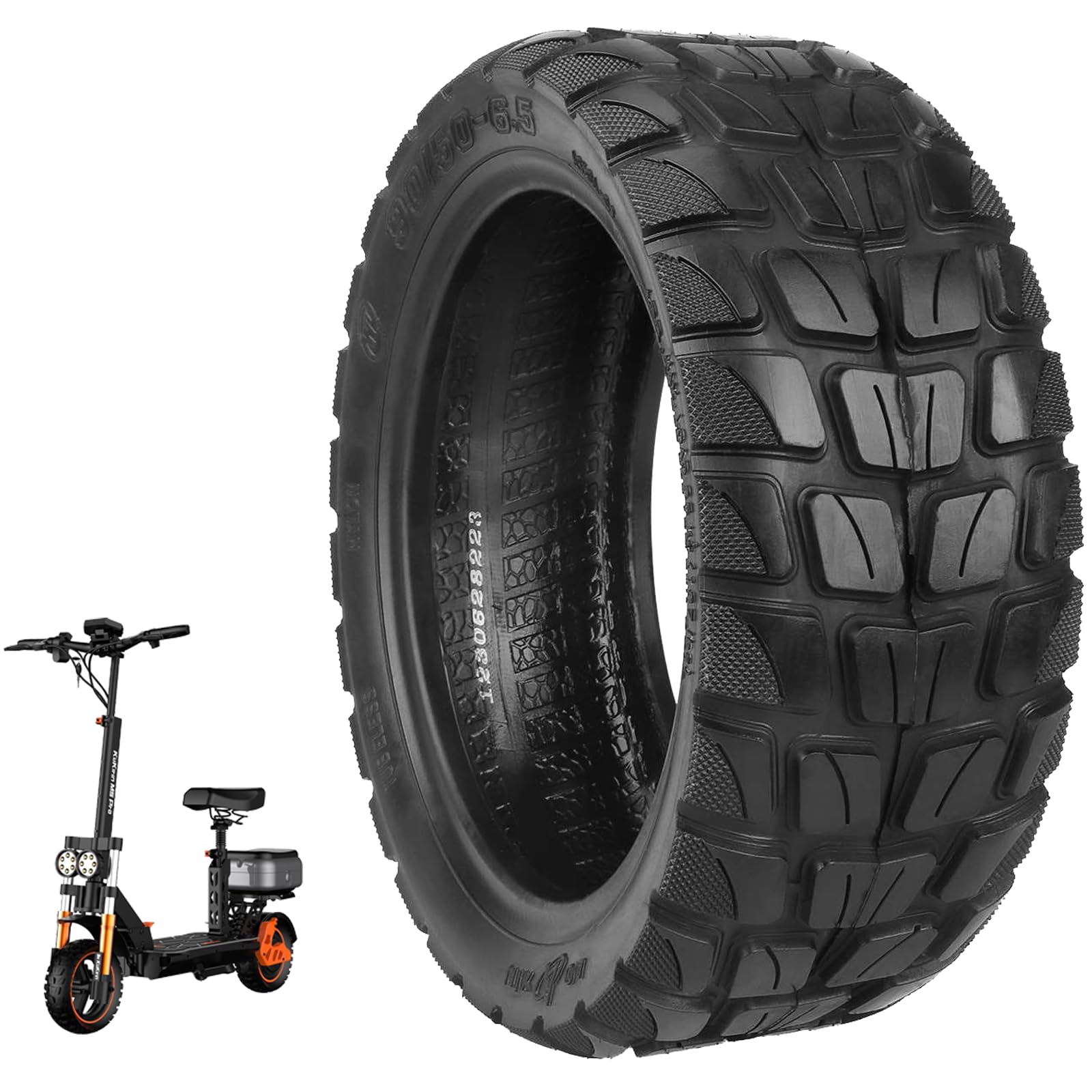 90/50-6,5 Offroad Tubeless Reifen für Kukirin M5 Pro Elektro Scooter Zubehör Verdickte Verbreiterte Verschleißfeste Pannenschutz Ersatzteile (1 Stück)