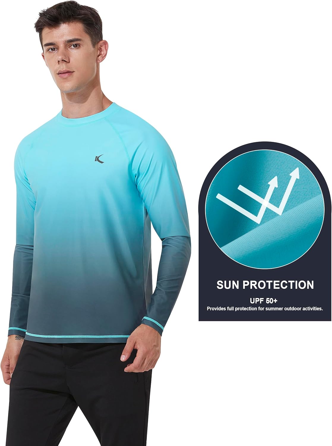 Mens Rash Guard UPF 50+ Swim Shirts UV Sun Protection T-Shirt Quick Dry Long Sleeve Beach Shirts for Fishing - Image 4