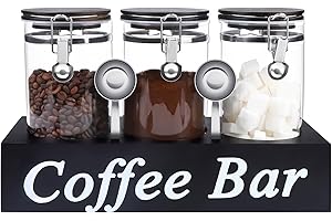 3PCS Glass Coffee Containers with Shelf: An Organized Coffee Station Dream