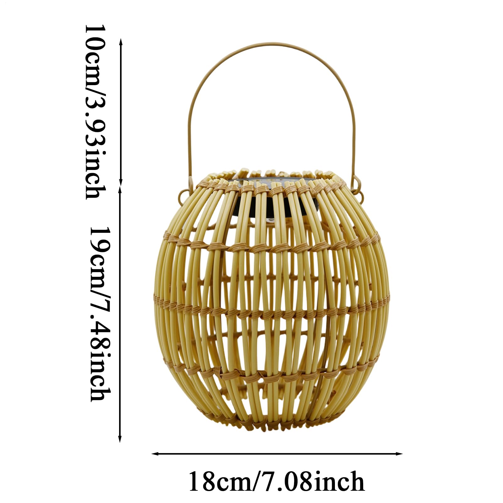 Lanterne in rattan, da esterni in rattan, resistenti alle intemperie, ad energia solare, con elegante , struttura in resina robusta con design unico, illuminazione da giardino per